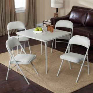 Meco Sudden Comfort Deluxe Double Padded Chair and Back  5 Piece Card Table Set   Grey Dream
