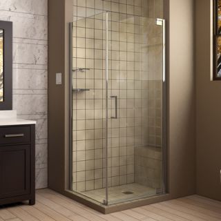 Elegance 30 by 30 Frameless Pivot Shower Enclosure, Clear 3/8 Glass
