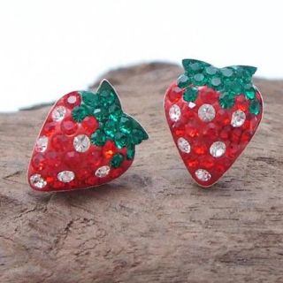 Strawberry Sensation CZ .925 Silver Stud Earrings (Thailand)