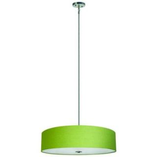 Yosemite Home Decor Lyell Forks Family 5 Light Satin Steel Pendant with Rich Lime Fabric Shade SH3007 5P RLSS