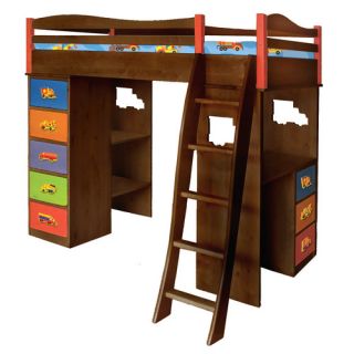 Room Magic Boys Like Trucks Twin Bunk Bed with Desk and Storage