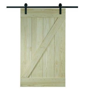 Pinecroft 38 in. x 81 in. Wood Barn Door with Sliding Door Hardware Kit 8BDSW3680KDZ