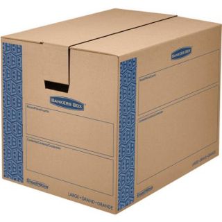 Bankers Box SmoothMove Fast Assembly Tape Free Moving and Storage Boxes, Large, 6 Pack