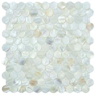 Merola Tile Conchella Penny White 12 1/4 in. x 12 1/4 in. x 3 mm Natural Seashell Mosaic Tile GDXCPNW