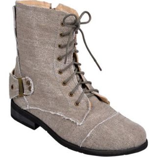 Brinley Co. Women's Lace up Buckle Detail Boots