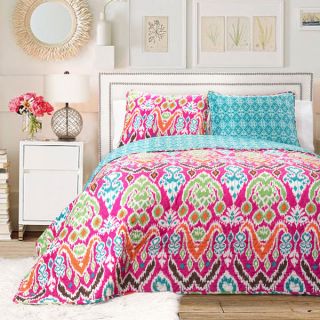 Lush Decor Jaipur Ikat Turquoise and Rust 7 Piece Comforter Set