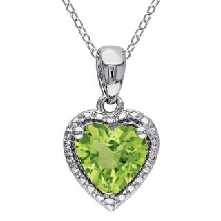 Allura Heart Cut Peridot and Diamond Pendant Necklace in Sterling