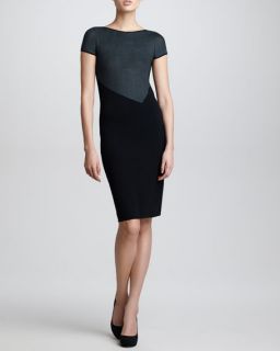 Armani Collezioni Short Sleeve Knit Dress, Black/White