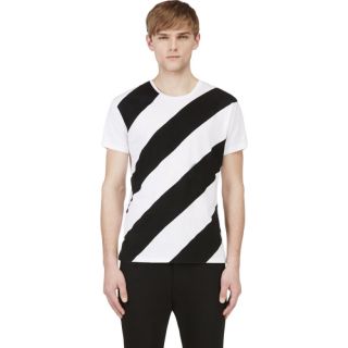 Jonathan Saunders Black & White Diagonal Stripe T Shirt