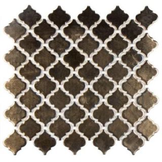 Merola Tile Hudson Tangier Gold 12 3/8 in. x 12 1/2 in. x 5 mm Porcelain Mosaic Tile FKOLTR7G