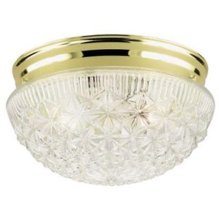 Westinghouse 2 Light Polished Brass Interior Ceiling Flushmount with Clear Faceted Glass 6669800