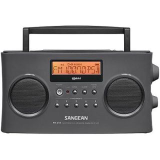 Sangean PR D15 FM Stereo/AM Digital Rechargeable Portable Radio, Gray