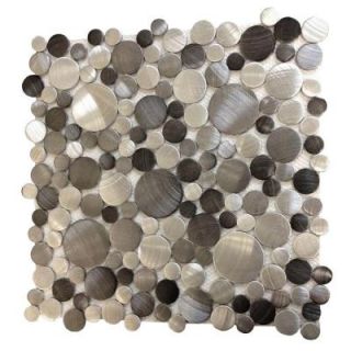 Splashback Tile Urban Sepia Bubbles 12 in. x 12 in. x 8 mm Metal Mosaic Tile URSEPBUBMTLMSC