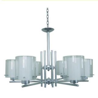 Yosemite Home Decor Meadow Ridge Collection 6 Light Chrome Hanging Chandelier with White Inner and Clear Outer Glass Shade 28055 6UCHAN CH