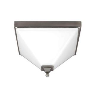 Sea Gull Lighting Denhelm 2 Light Brushed Nickel Ceiling Flushmount with Inside White Painted Etched Glass 7550402 962