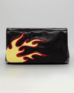 Prada Flame Flap Clutch Bag