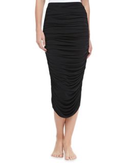 Norma Kamali Ruched Mid Calf Coverup Skirt