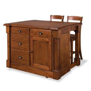 Home Styles Aspen Kitchen Island with Two Stools in Rustic Cherry 5520 949