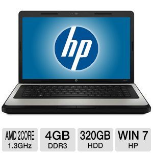 HP 635 Notebook PC   AMD Dual Core E300 1.3GHz, 4GB DDR3, 320GB HDD, DVDRW, 15.6 Display, Windows 7 Home Premium 64 bit
