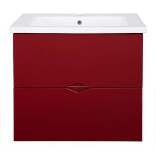 Esley 23.5 in. Vanity in Gloss Red with Vitreous China Vanity Top in White EYGRVT2420