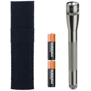 Maglite 2Cell AA MiniMag Pro+ LED Gray Flashlight w/ Holster & Batteries SP+P09H