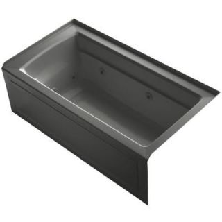 KOHLER Archer 5 ft. Acrylic Right Drain Rectangular Alcove Whirlpool Bathtub in Thunder Grey K 1122 RA 58