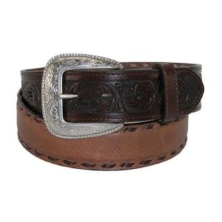 3 D Belt Company Size 36 Mens Leather Western Belt with Tooled Billets, Dark Brown