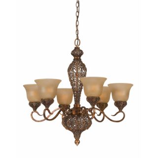 Crown Jewell 6 light Chandelier in Gold Leaf Finish  