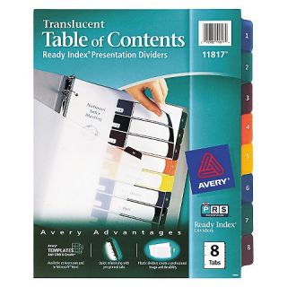 Avery® Ready Index Table/Contents Dividers, 8 Tab, Letter, Assorted