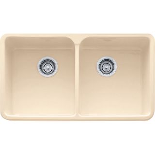 Franke Manor House 19.875 in x 31.25 in Biscuit Double Basin Fireclay Apron Front/Farmhouse 1 Hole Residential Kitchen Sink
