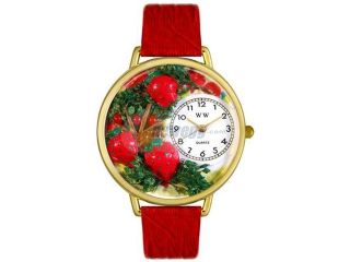 Strawberries Red Leather And Goldtone Watch #G1210006