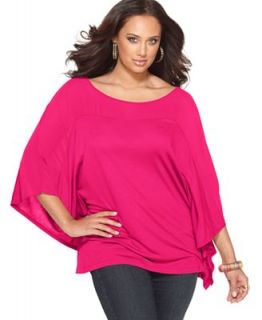 Soprano Plus Size Batwing Sleeve Sheer Top   Tops   Plus Sizes   