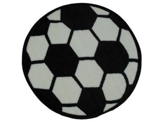 Soccerball Black/White Area Rug   3' 3" Round