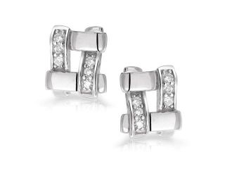 Bling Jewelry Mens Unisex Square Weave CZ Stud Earrings 925 Sterling Silver