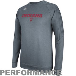 adidas Indiana Hoosiers Sideline Stitch Ultimate Tech Crew Performance Sweatshirt   Gray