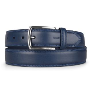 Nautica Mens Topstitched Feather Edge Genuine Leather Belt