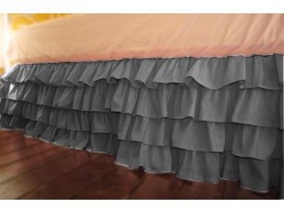 400 Thread Count 100% Egyptian Cotton Solid Elephant Grey Short Queen Multi Ruffle Bed Skirt with 20" Drop Length