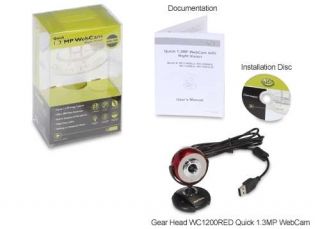 Gear Head WC1200RED Quick 1.3MP WebCam   Night Vision LEDs, 1.3 MP, USB 2.0 Connectivity, Red