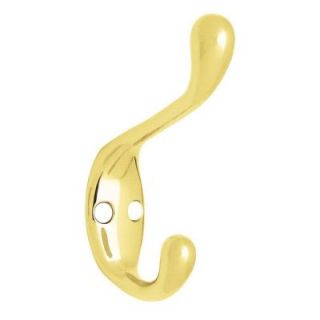 Liberty 3 in. Polished Brass Heavy Duty Coat and Hat Hook B42302Q PB C5