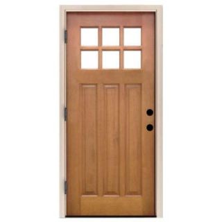 Steves & Sons 36 in. x 80 in. Craftsman 6 Lite Stained Mahogany Wood Prehung Front Door M3306 6 AW WJ 6ORH