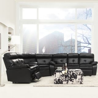 TRIBECCA HOME Rex Modern Black Bonded Leather Tufted Power Reclining 3