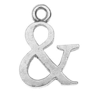 Nunn Design Alphabet Charm, Ampersand Symbol 14.5mm, 1 Piece, Antiqued Silver