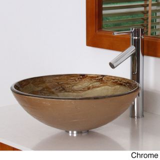 ELITE 70032659 Modern Design Tempered Glass Bathroom Vessel Sink With
