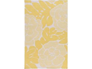 8' x 11' Devine Design Floral Yellow Gold and Light Gray Hand Woven Reversible Wool Area Throw Rug