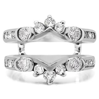 Sterling Silver 1 ct TDW Diamond Half halo Classic Style Ring Guard (G