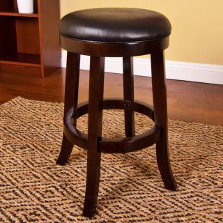 Round Faux Leather Seat and Circular Footrest Barstool