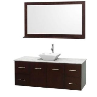 Wyndham Collection Centra 60 in. Vanity in Espresso with Marble Vanity Top in Carrara White, Porcelain Sink and 58 in. Mirror WCVW00960SESCMD2WM58