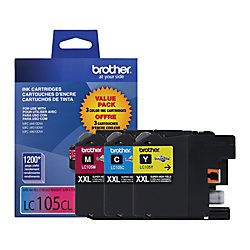 Brother LC105 High Yield Color Ink Cartridges Pack Of 3