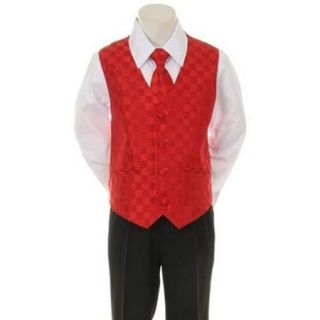 Kids Dream Red Checkered Vest Necktie Special Occasion Boys Suit 20
