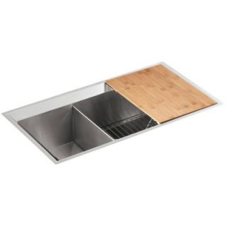 KOHLER Poise Undermount Stainless Steel 33 in. Double Bowl Kitchen Sink K 3160 H NA